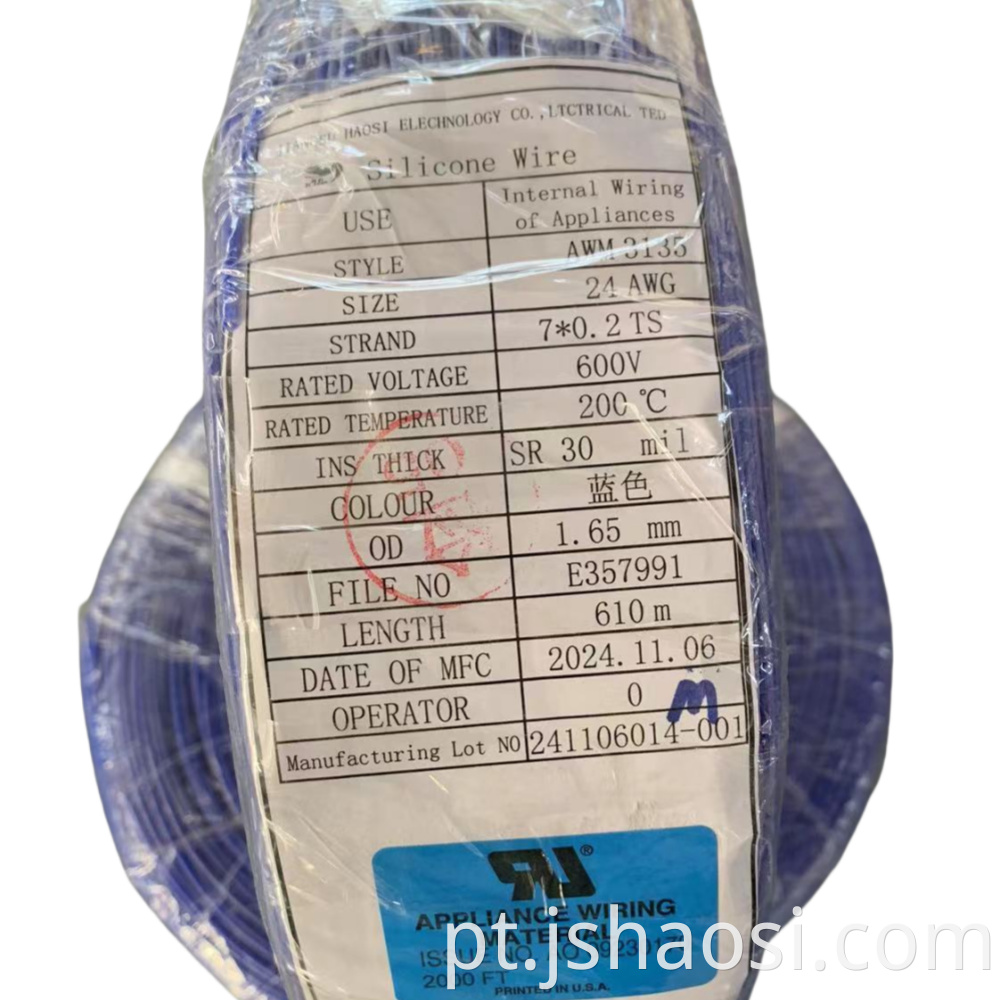 Silicone electrical wire UL3135 24#BLUE